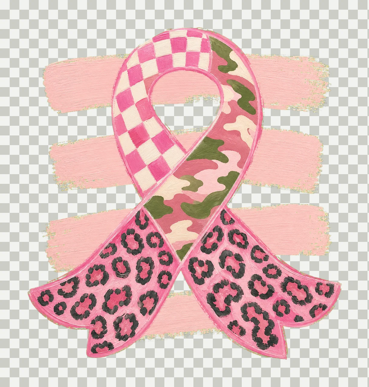 Triple Pattern Pink Awareness Ribbon sublimation Variation B transparency and detail preview thumbnail