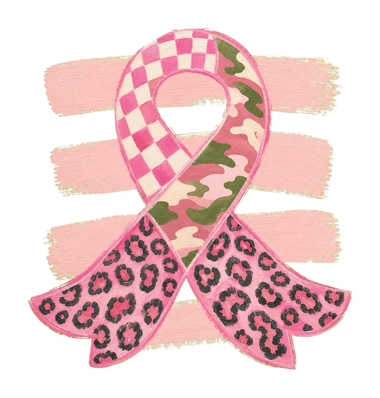 Triple Pattern Pink Awareness Ribbon sublimation Variation B