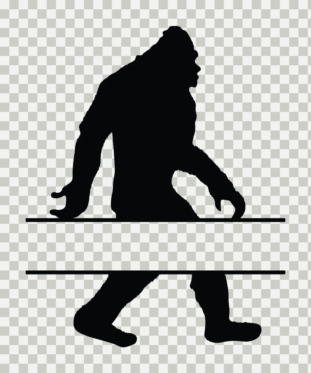 Bigfoot Standing With Frame And Creature In Black transparency and detail preview thumbnail