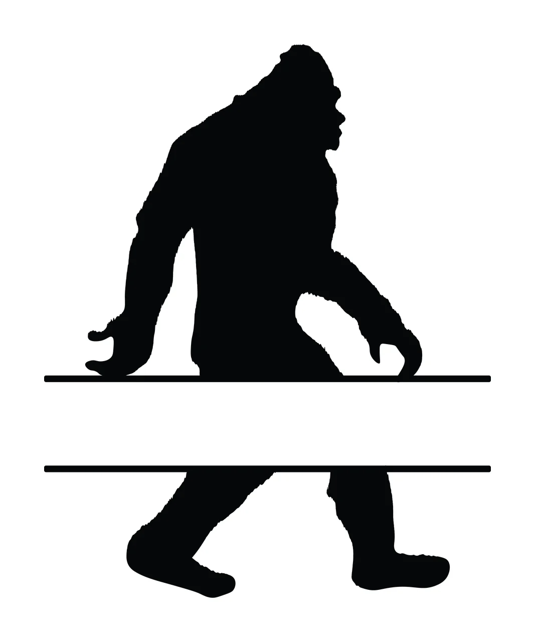 Bigfoot Standing With Frame And Creature In Black