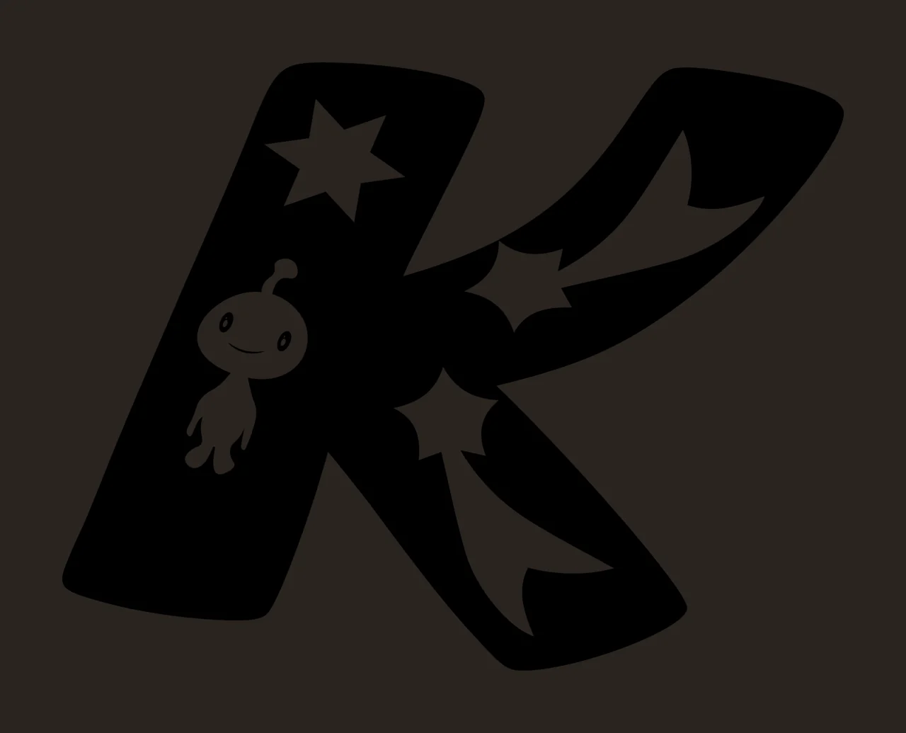 Letter K With Stars And Creature In Black contrast preview thumbnail