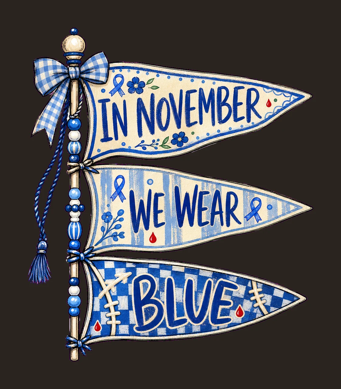 Diabetes Awareness Blue Pennant Flags sublimation instant contrast preview thumbnail