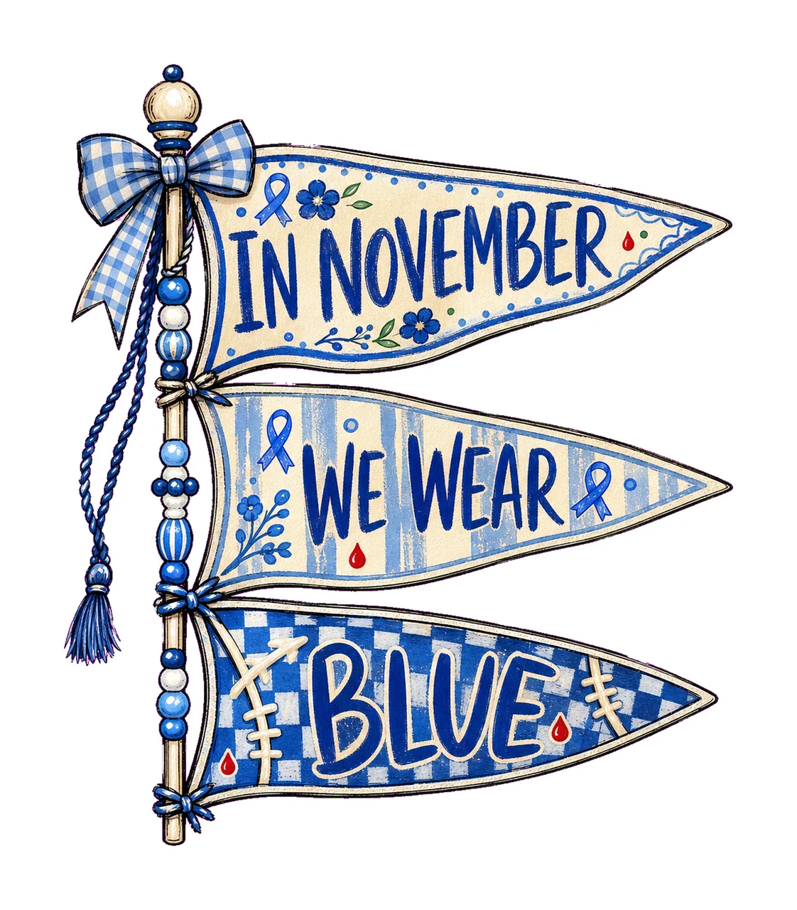 Diabetes Awareness Blue Pennant Flags sublimation instant