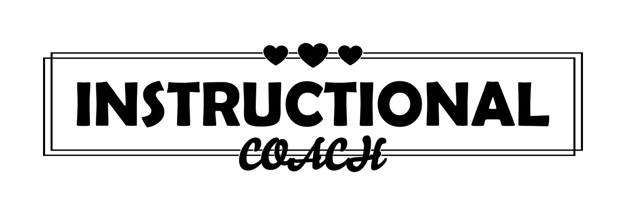 Instructional Coach Text With Heart Icons label enclosed in frame