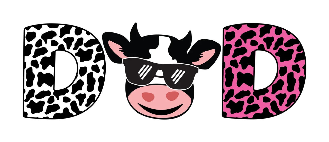 Cow D D Letter With Print Pattern head silhouette black white