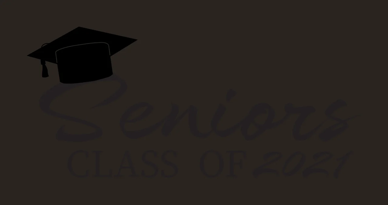 Seniors CLASS OF 2021 Graduation commemorative design with black graduation cap with tassel, cursive 'Seniors' and block 'CLASS OF' contrast preview thumbnail