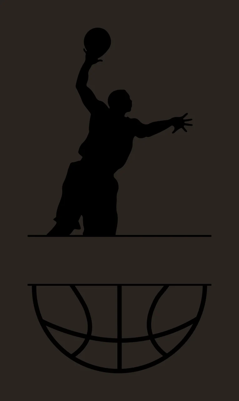 Ball Basketball Player Silhouette Reaching For Above Split frame contrast preview thumbnail