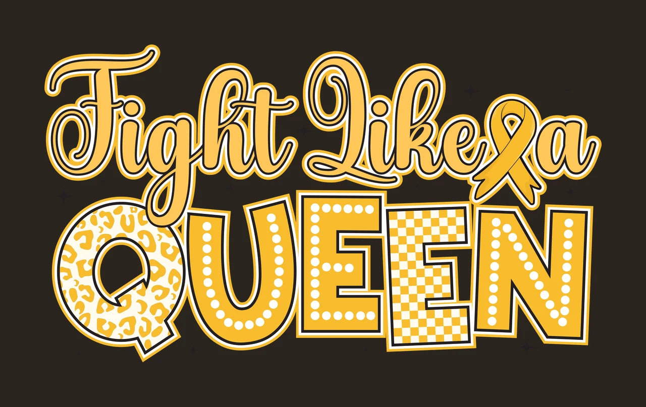 Fight Like A Queen Silhouette Text Arranged star black white contrast preview thumbnail