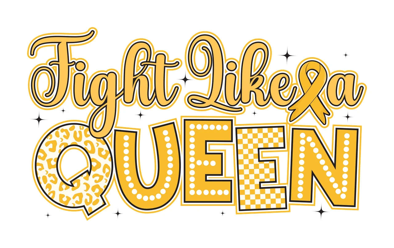 Fight Like A Queen Silhouette Text Arranged star black white