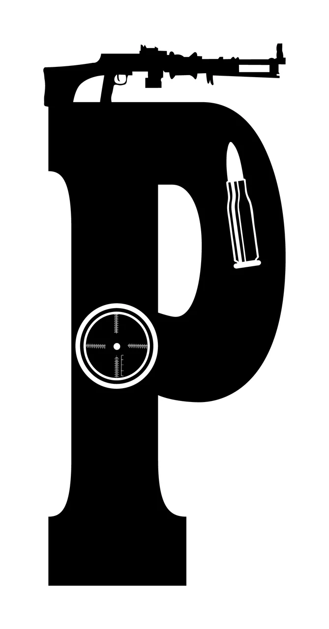 Gun Alphabet Character 06 scalable logo design icon