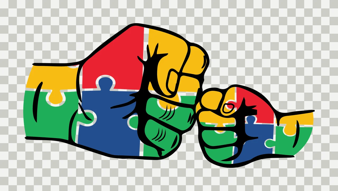 Fist Jigsaw Puzzle Piece Shaped Fists bump pieces black white transparency and detail preview thumbnail