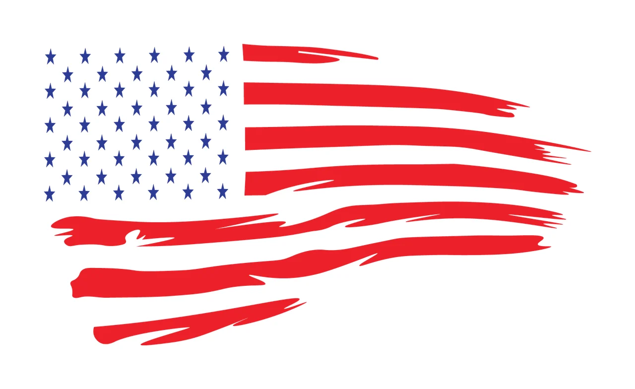 Flag American With Brush Stroke Stripes stars black white star