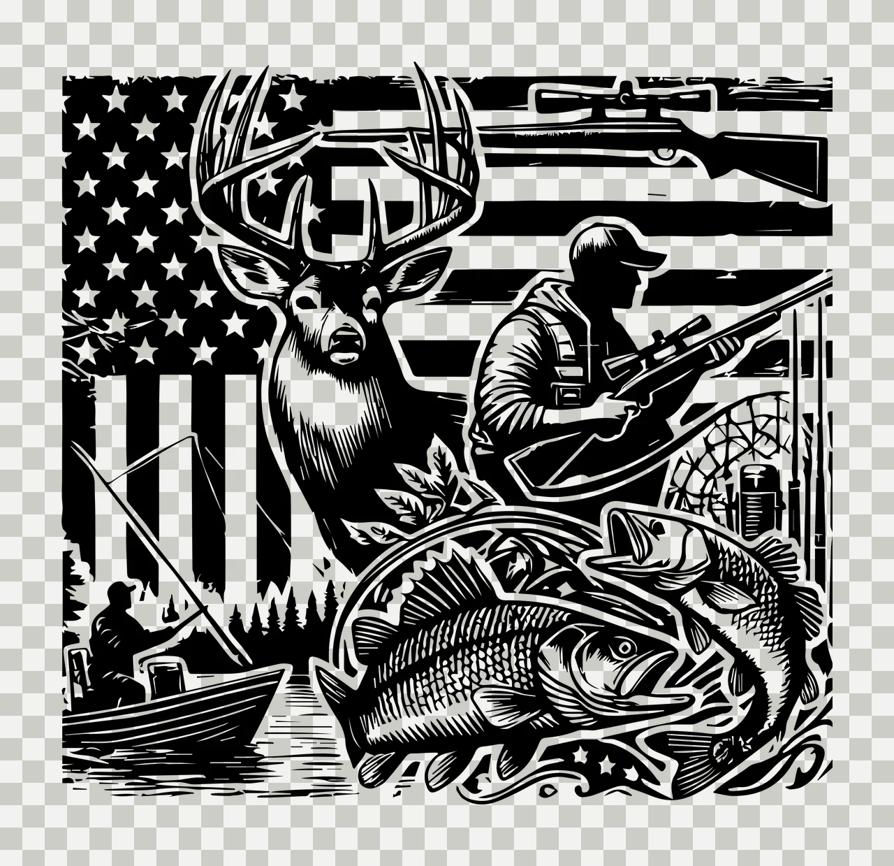 Hunting Fishing Patriotic And Graphic outdoor recreation deer transparency and detail preview thumbnail
