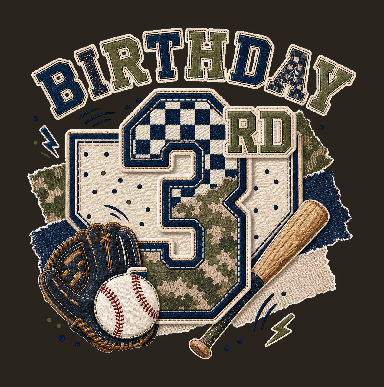 Star Camo Baseball Birthday age 03 contrast preview thumbnail