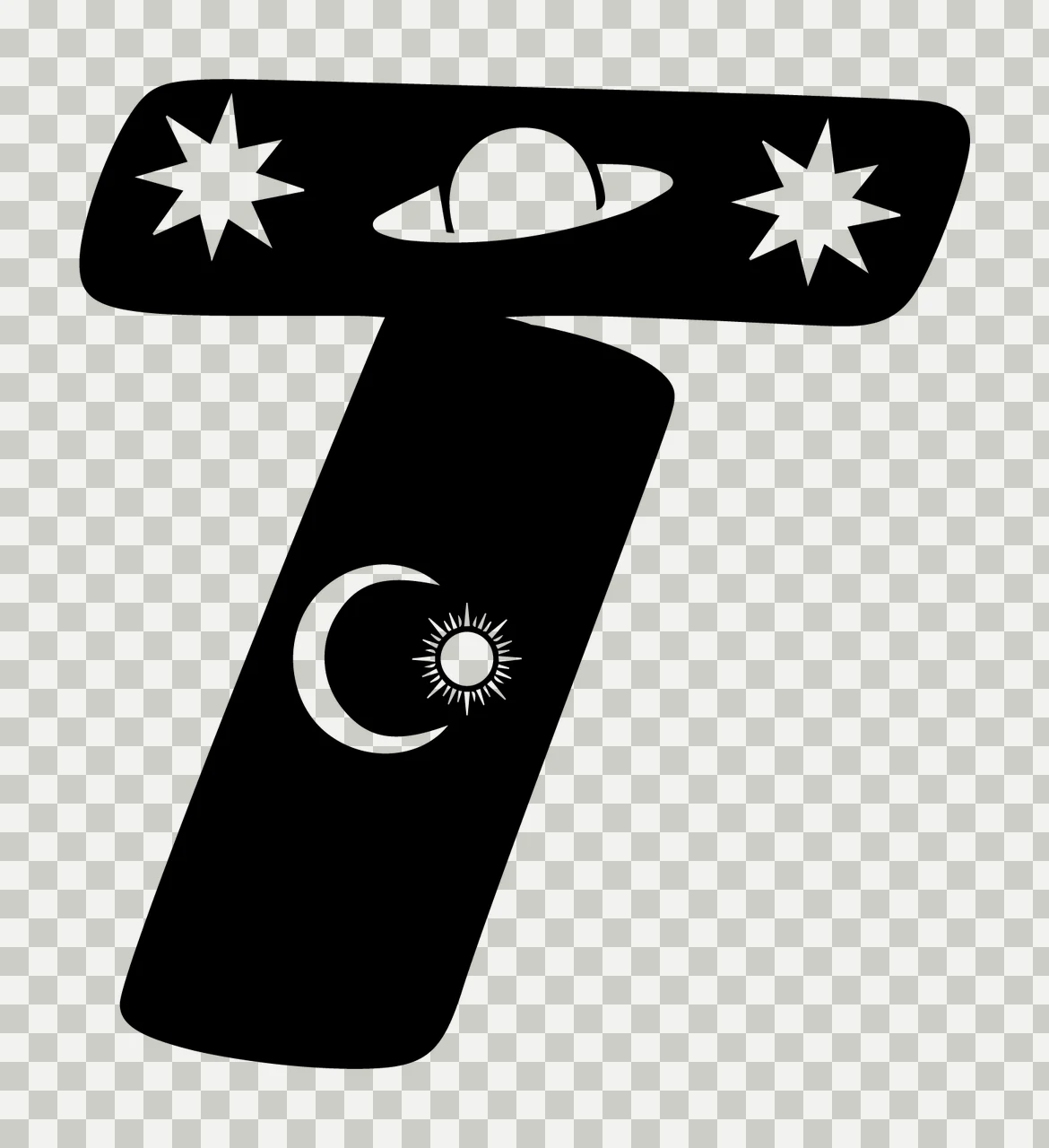 T Letter Ornament With Stars And Planet transparency and detail preview thumbnail