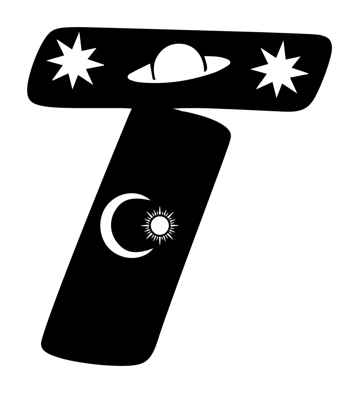 T Letter Ornament With Stars And Planet
