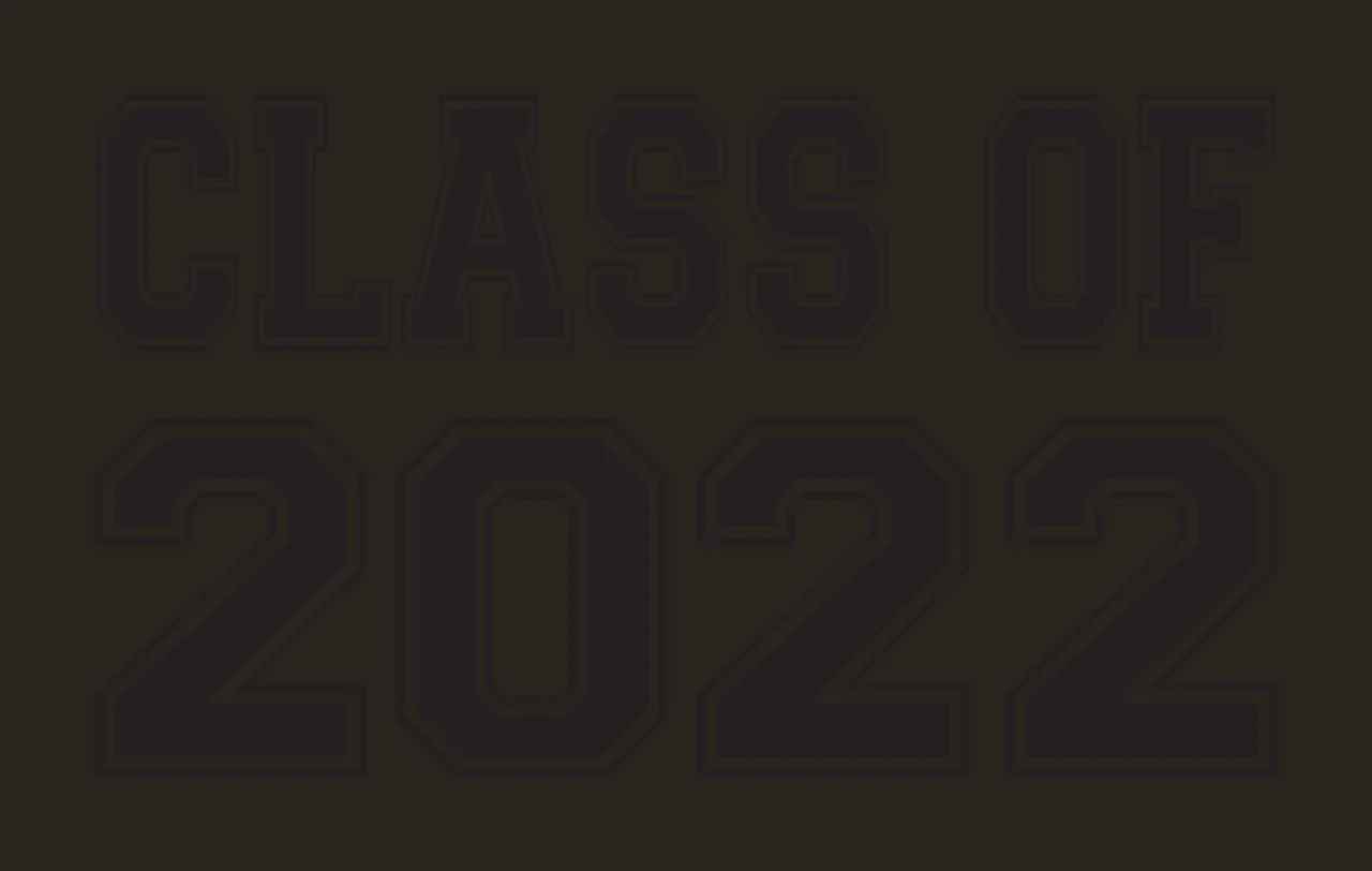 CLASS OF 2022 Typography Design with black text, white background and double white outline on black letters contrast preview thumbnail