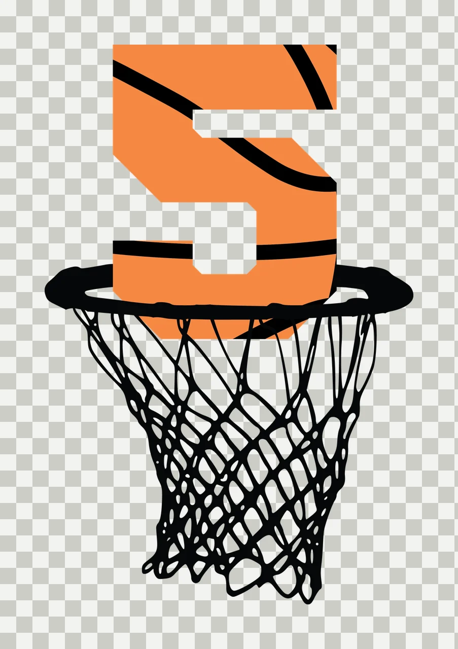 Basketball Number 5 Black Silhouette Of Five Inside hoop net transparency and detail preview thumbnail