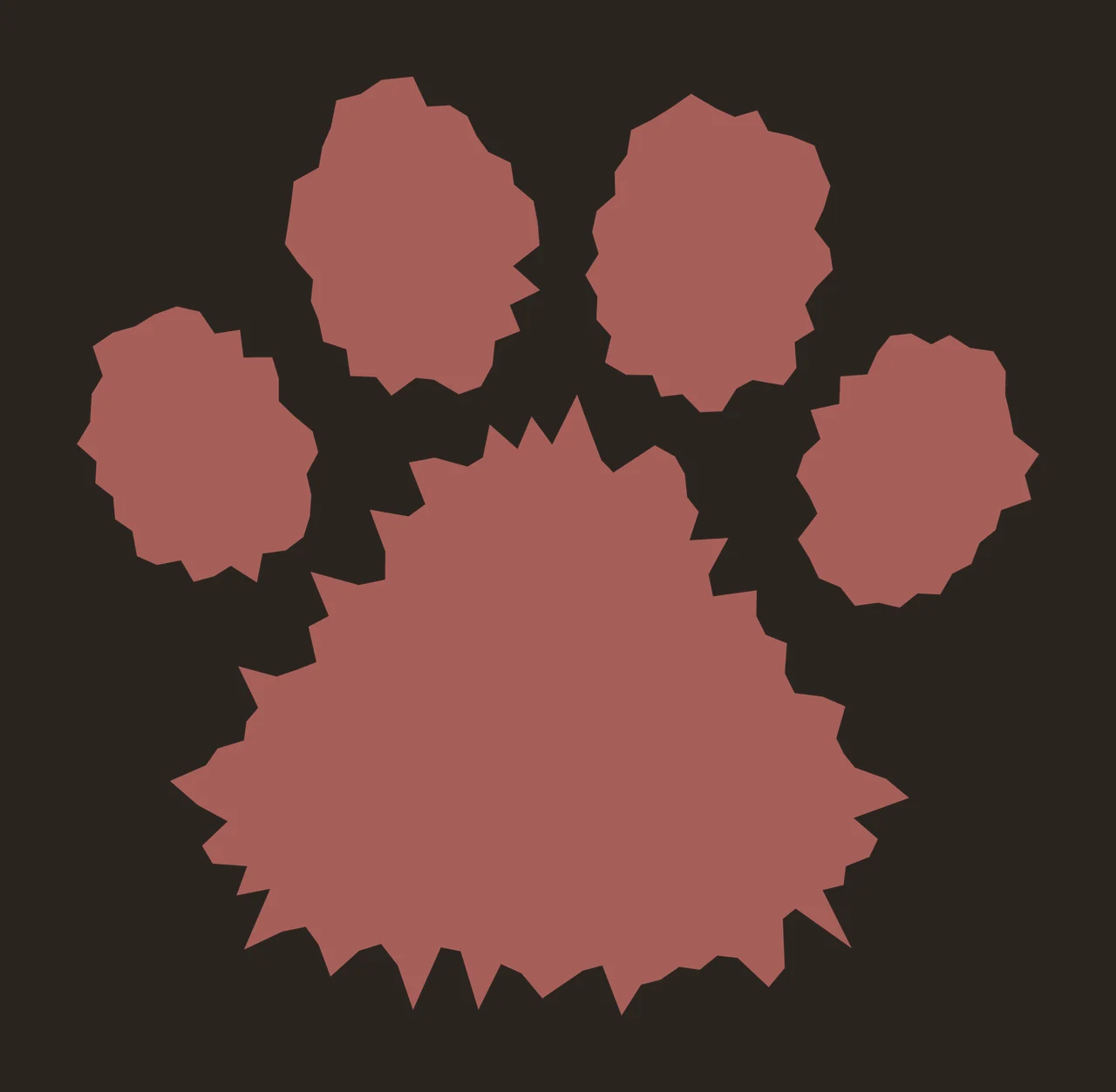 Black Jagged Paw Print Silhouette toes pad texture animal spiky contrast preview thumbnail