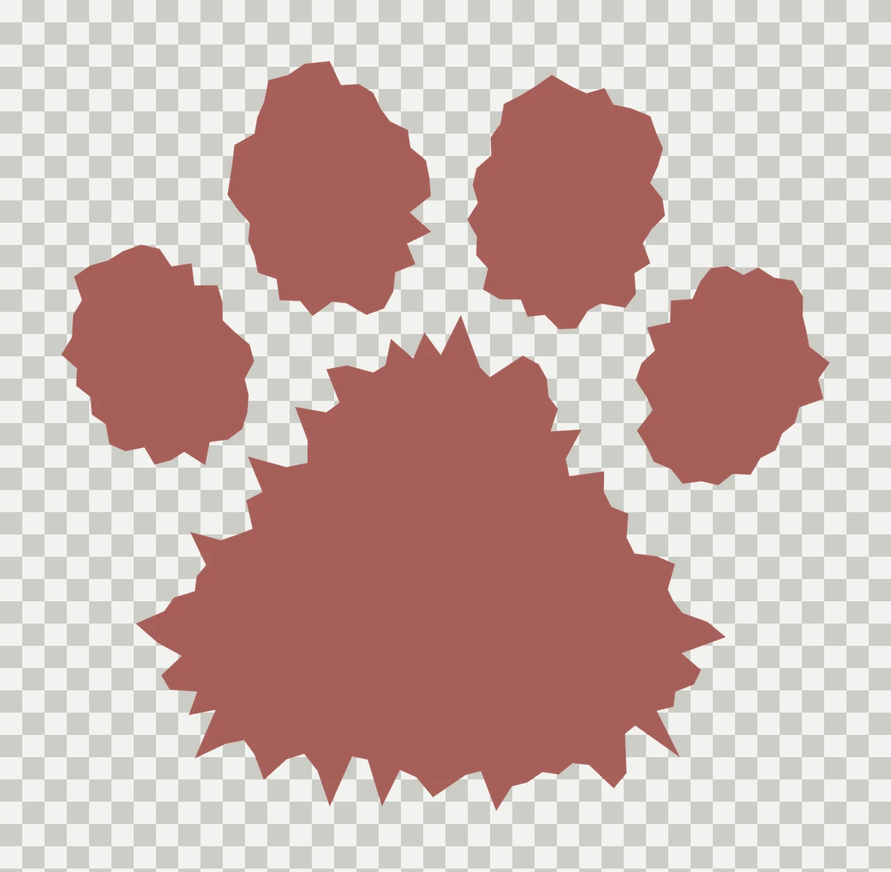 Black Jagged Paw Print Silhouette toes pad texture animal spiky transparency and detail preview thumbnail