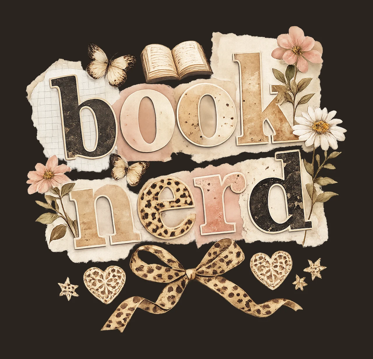Book Nerd Ransom Note Typography Design Cozy Reading contrast preview thumbnail