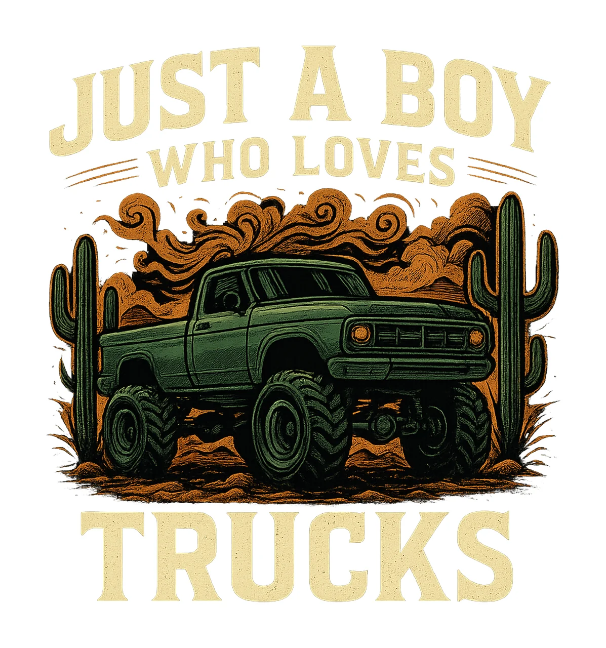 Just Boy Who Loves Truck Monster Green Truck Design Kids