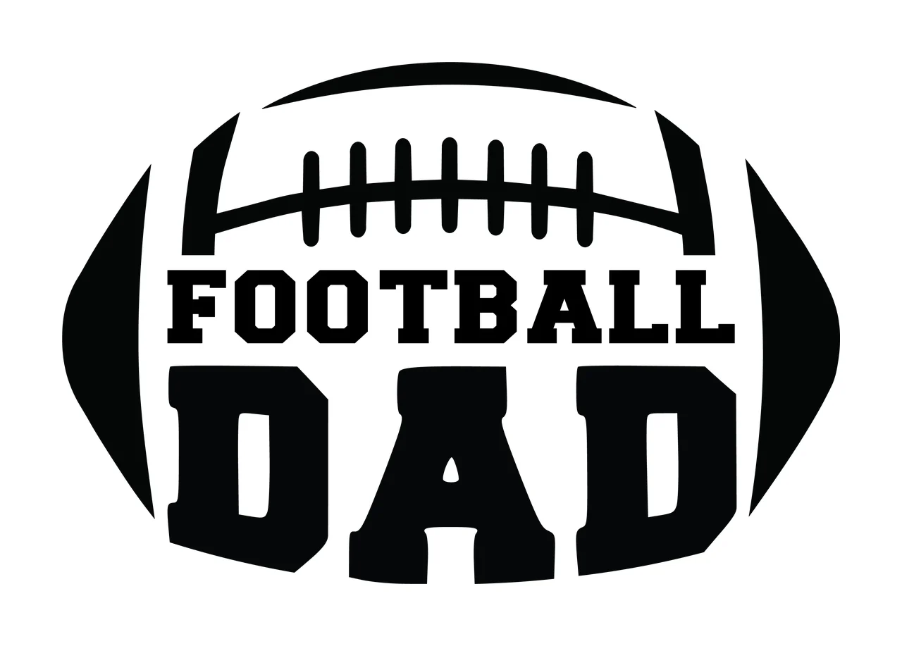 Football Dad Text With Ball Graphic black white plain sports