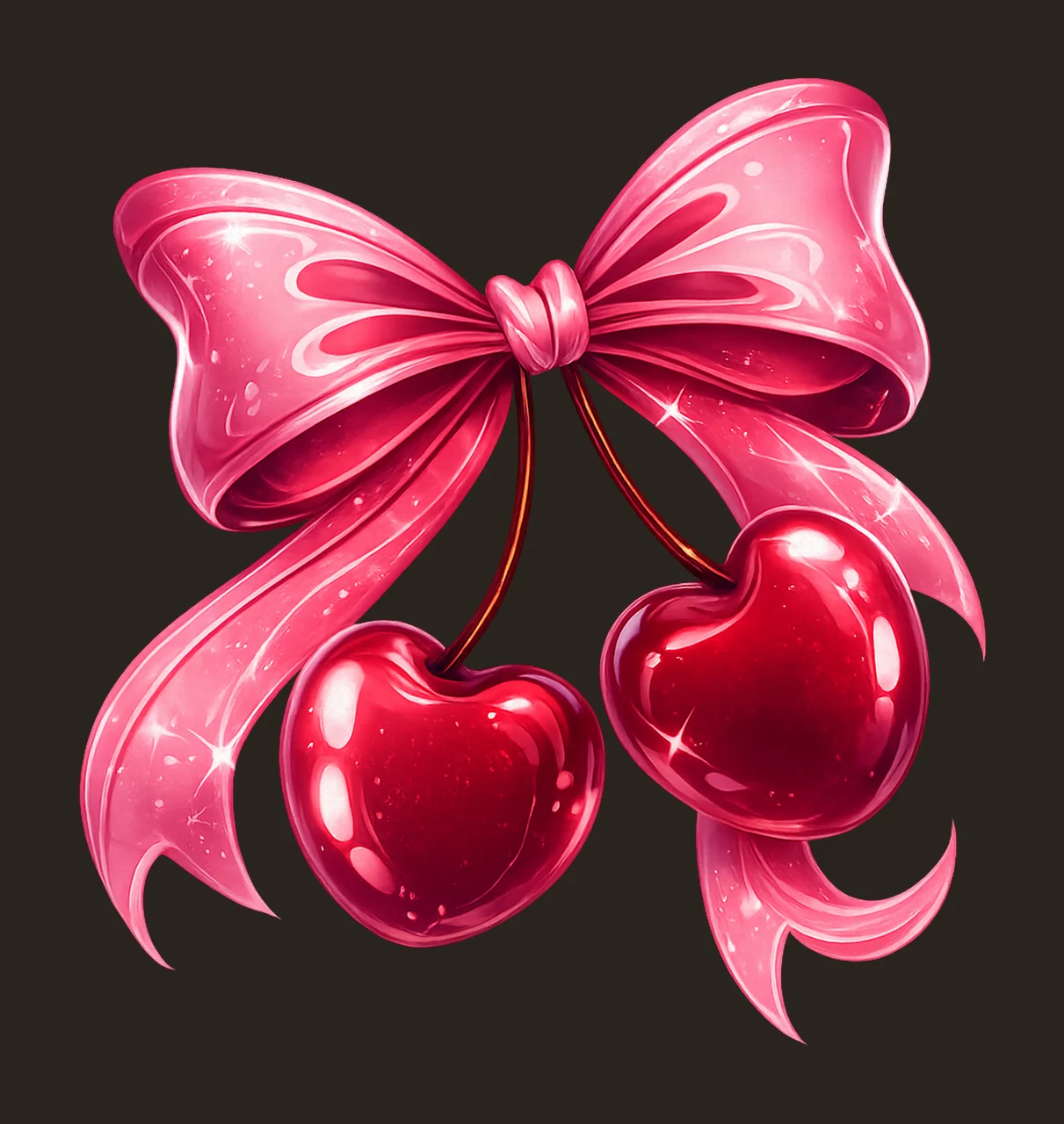 Cherry Bow Retro Watercolor Artwork Vintage Fruit Design contrast preview thumbnail