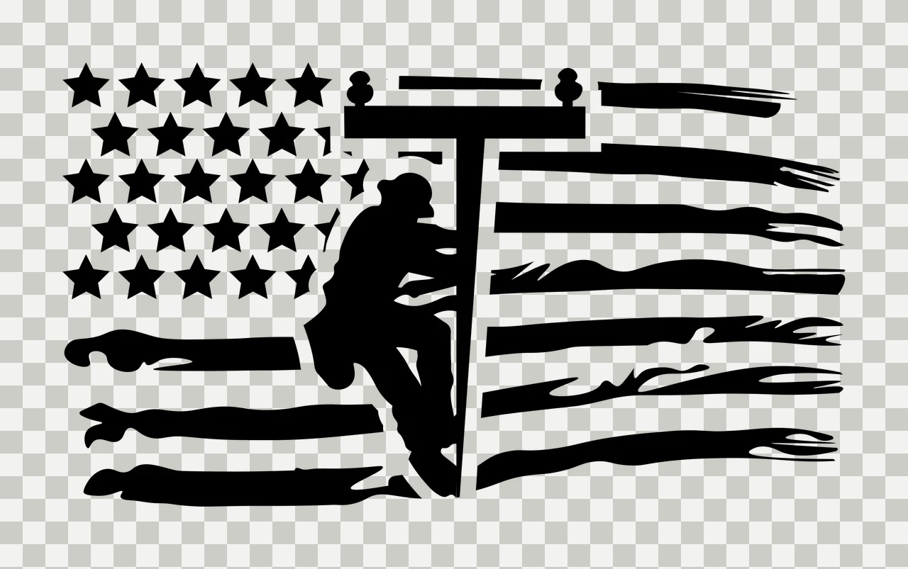 Flag Silhouette With Pole Worker Graphic Displaying Stars Stripes transparency and detail preview thumbnail