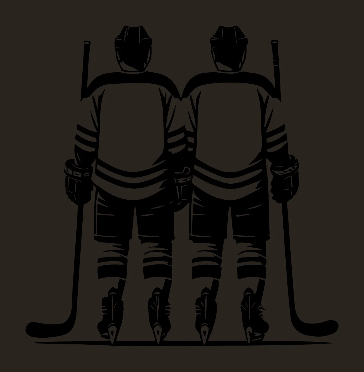 Hockey Two Players Back View Silhouette standing sticks black contrast preview thumbnail