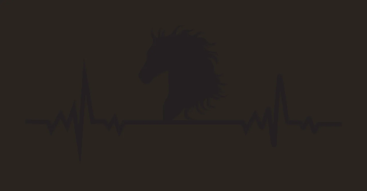 Horse head silhouette on heartbeat line Illustration with black horse head silhouette in white contrast preview thumbnail