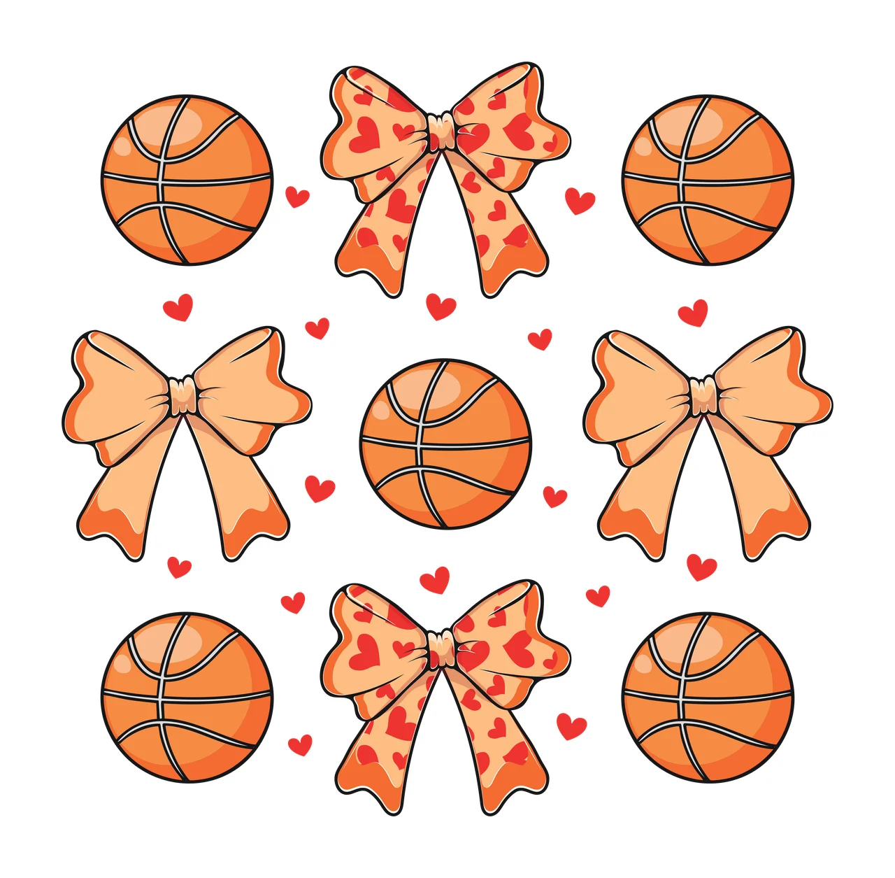 Bow Black Pattern With Hearts bows circles graphic white heart