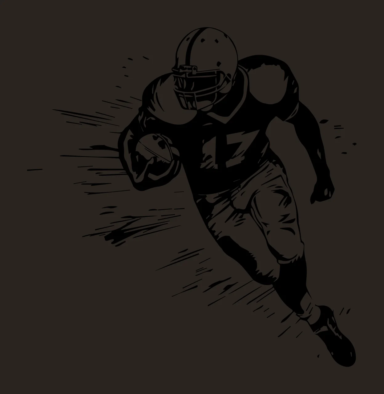 Football Player 17 Running Action Silhouette helmet black white contrast preview thumbnail
