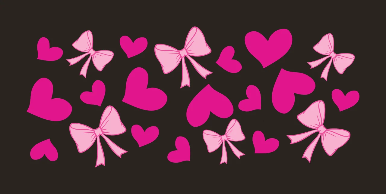 Bow Can Glass Wrap Black Heart And Ribbon hearts stationary contrast preview thumbnail