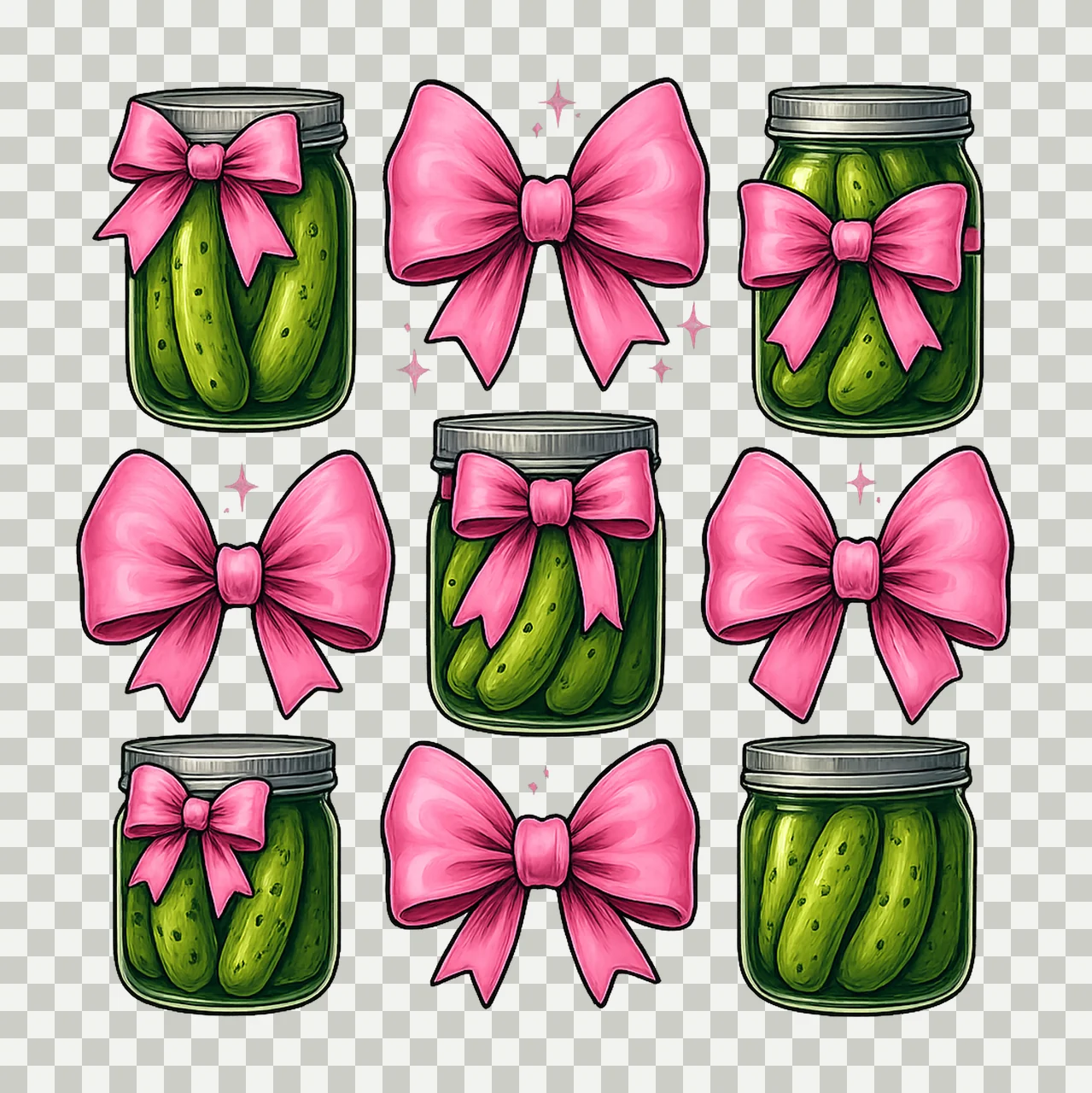 Coquette Pickle Funny Pickle Lover Pink Coquette Bows Trendy transparency and detail preview thumbnail