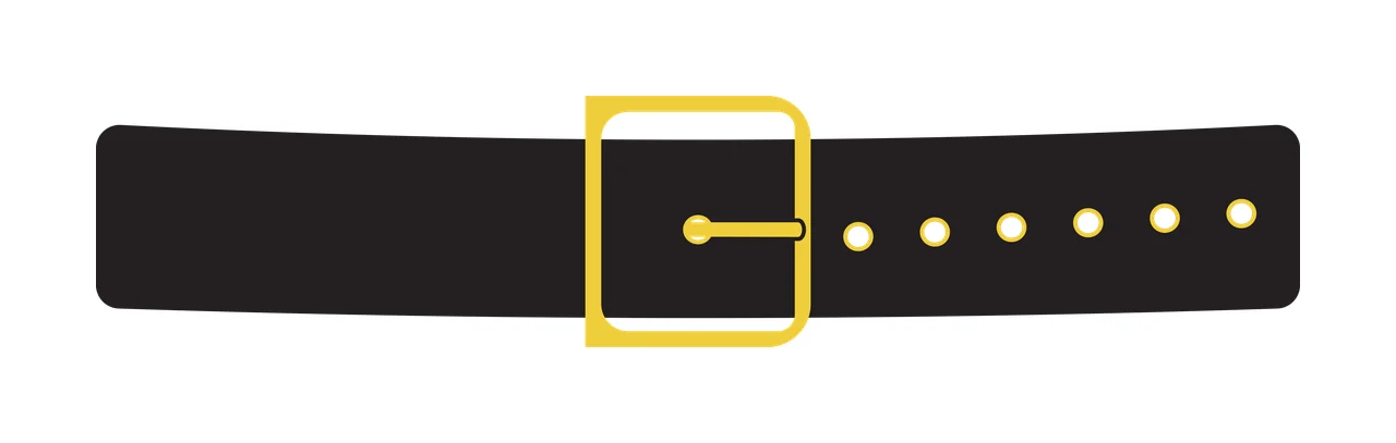 Black Silhouette Of A Leather Belt With Metallic buckled strap