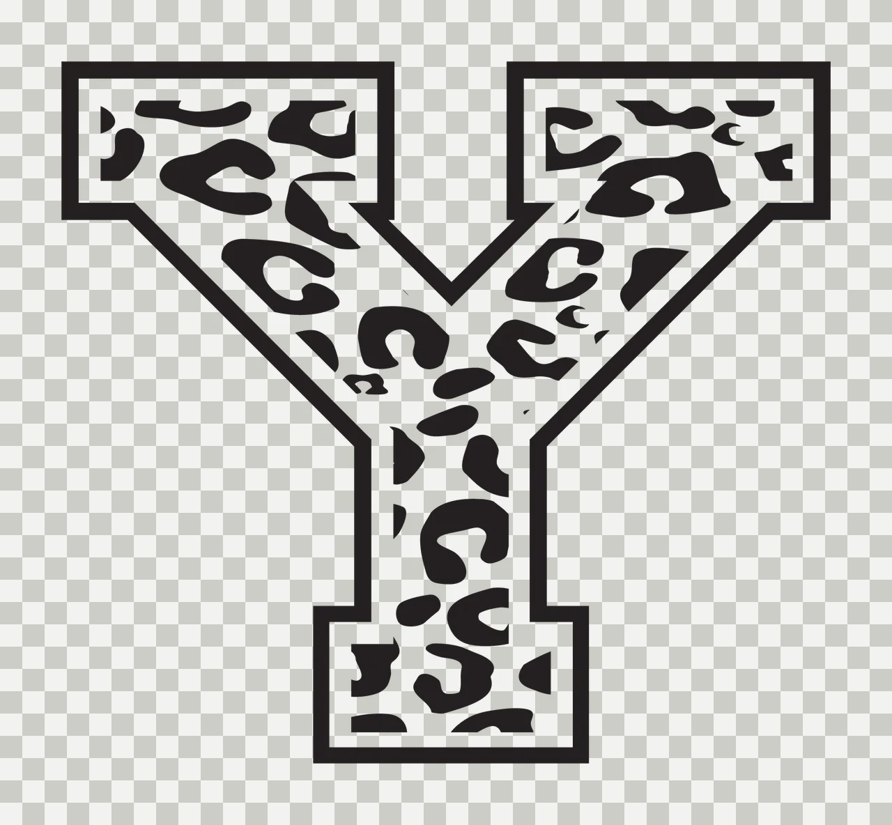 Can Glass Wrap Y Letter With Leopard Print transparency and detail preview thumbnail