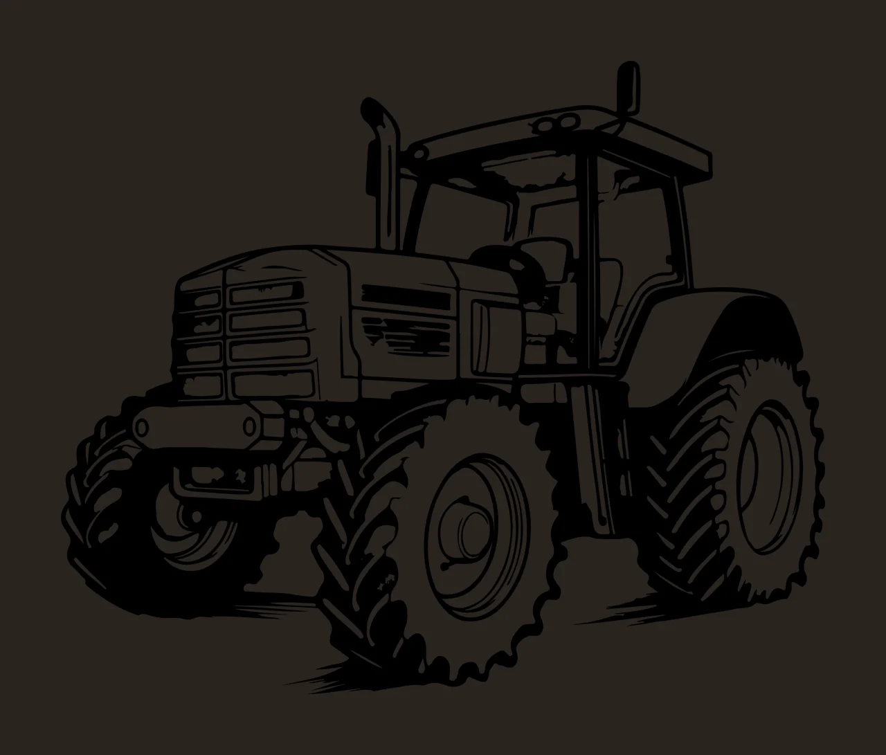 Farm Tractor Silhouette Front View wheels exhaust pipe cabin contrast preview thumbnail