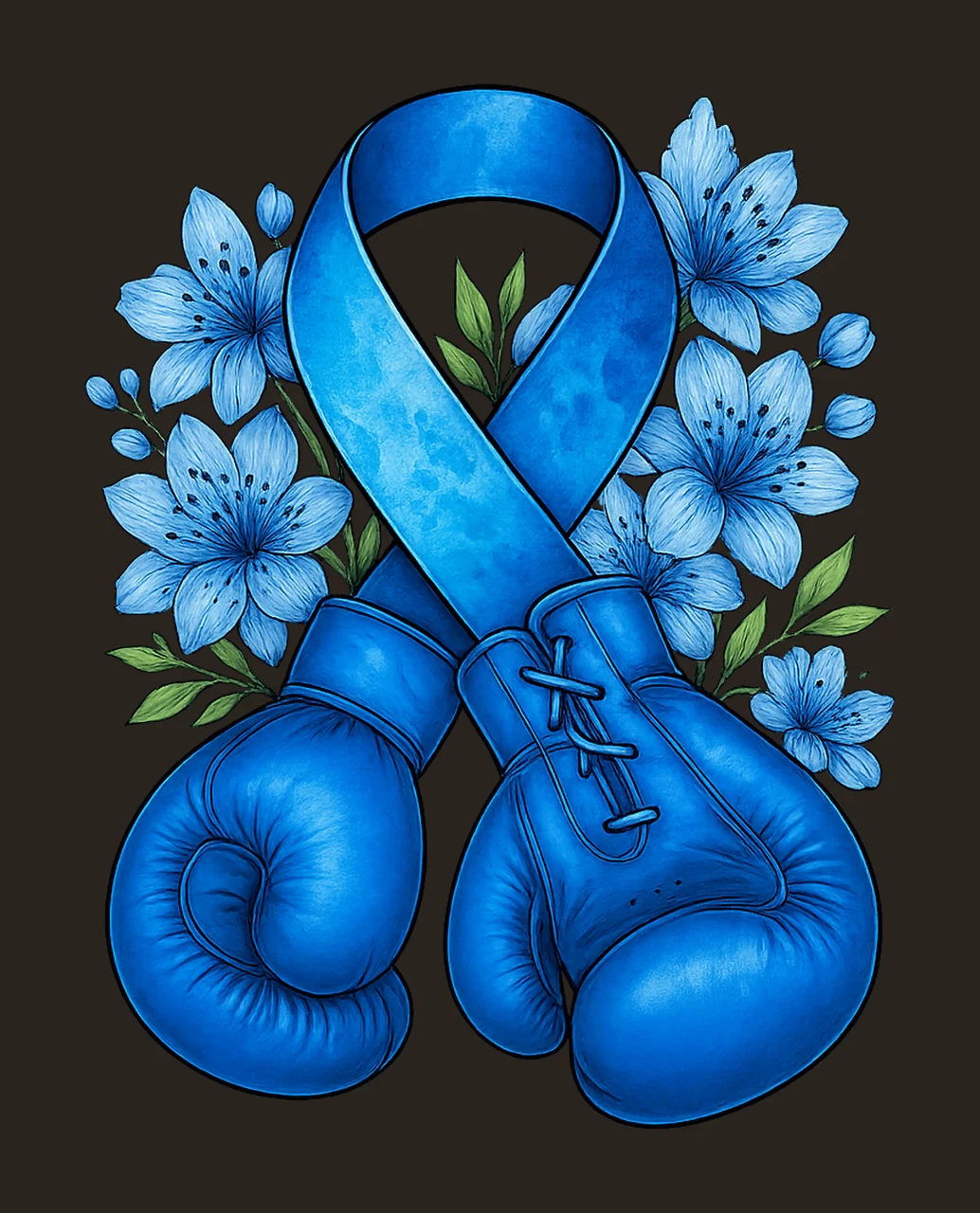 Blue ribbon with boxing gloves sublimation design download contrast preview thumbnail