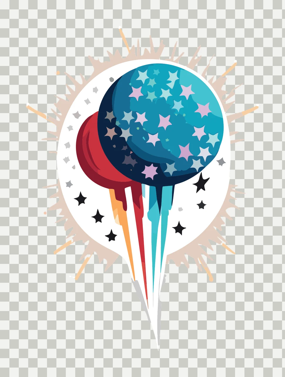 Black Sphere With Star Patterns stars spikes white background transparency and detail preview thumbnail