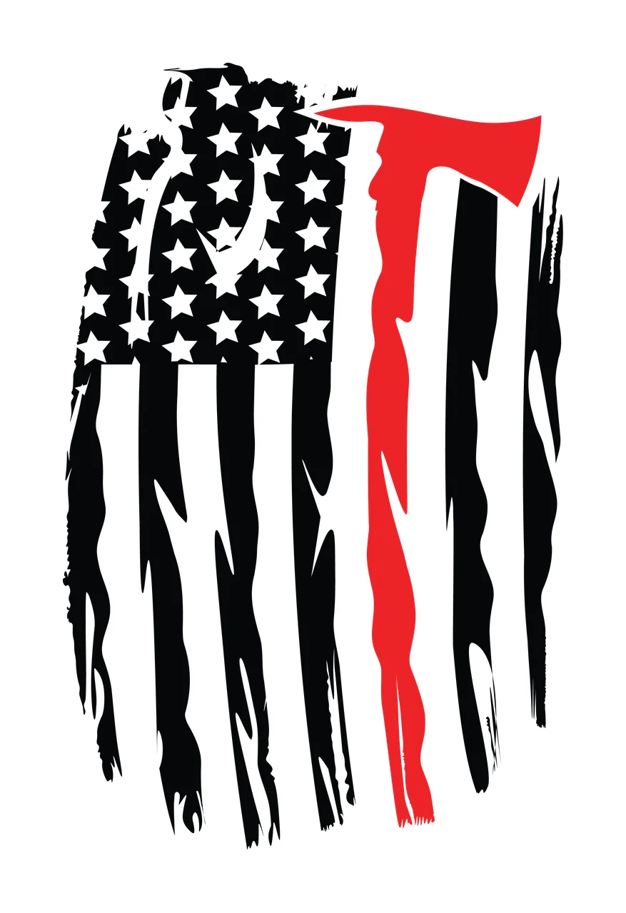 Flag A Vertical Distressed Striped With Hatchet Silhouette stars