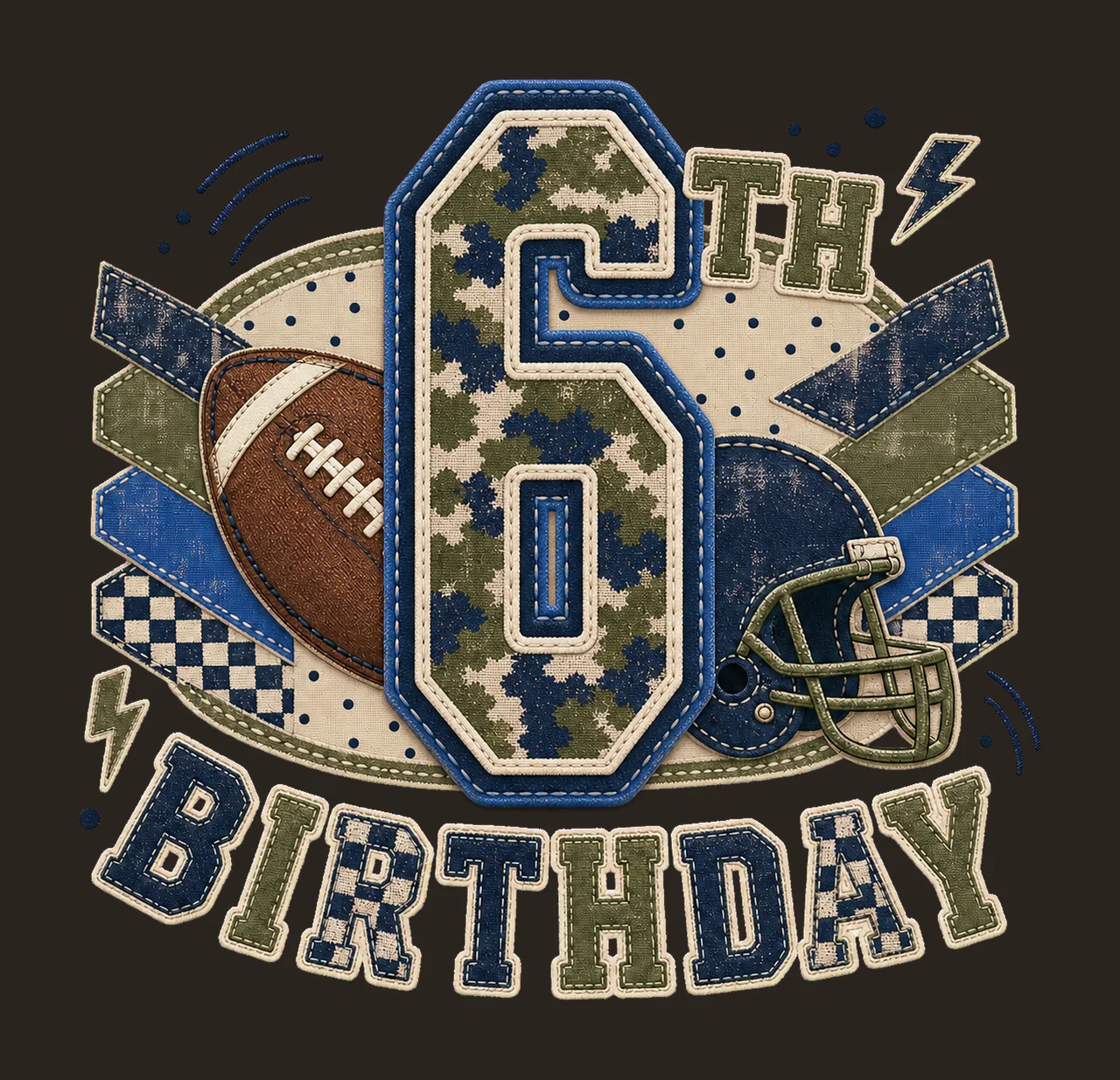 Star Camo Football Birthday sublimation instant Variation D contrast preview thumbnail