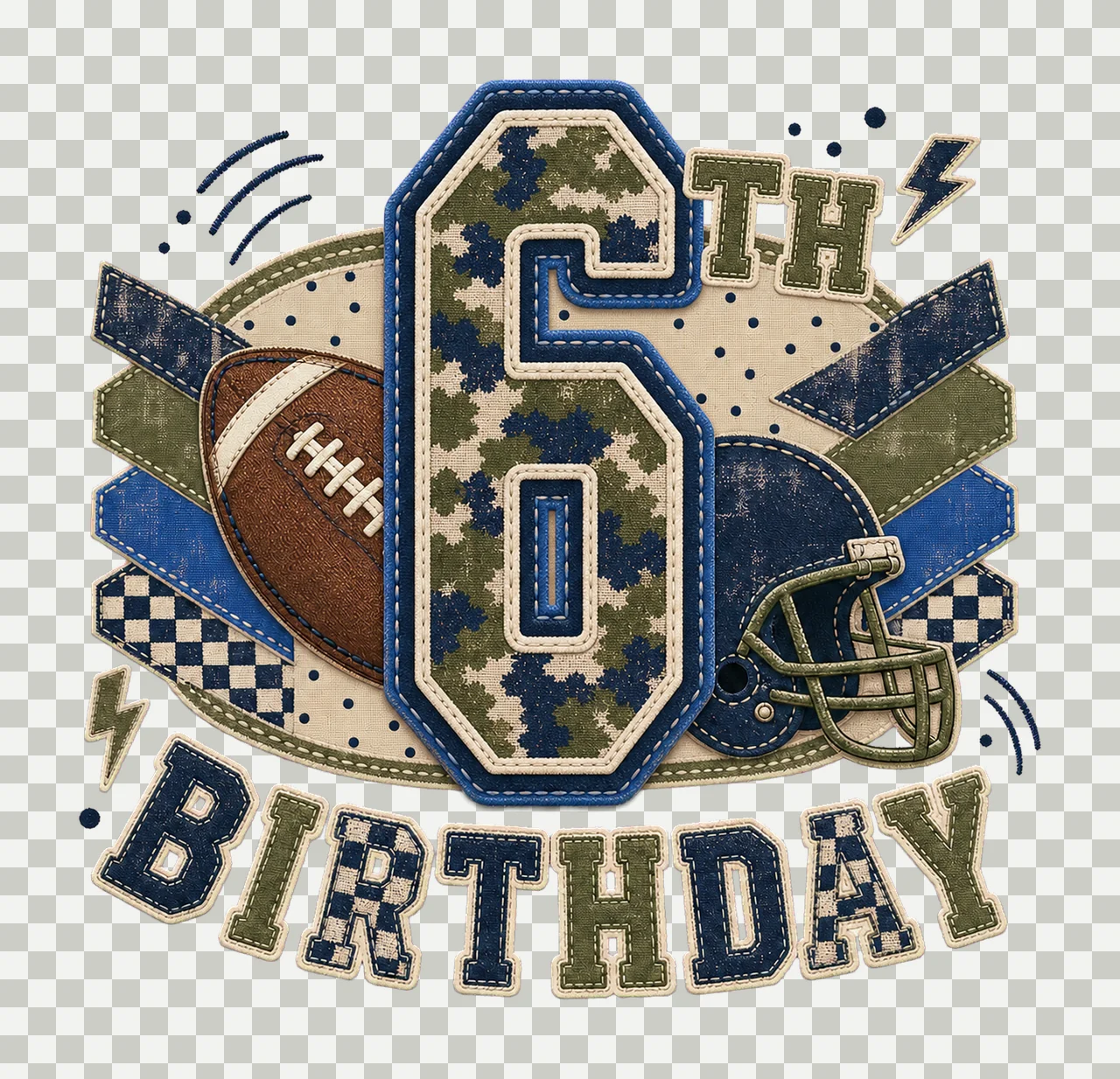 Star Camo Football Birthday sublimation instant Variation D transparency and detail preview thumbnail