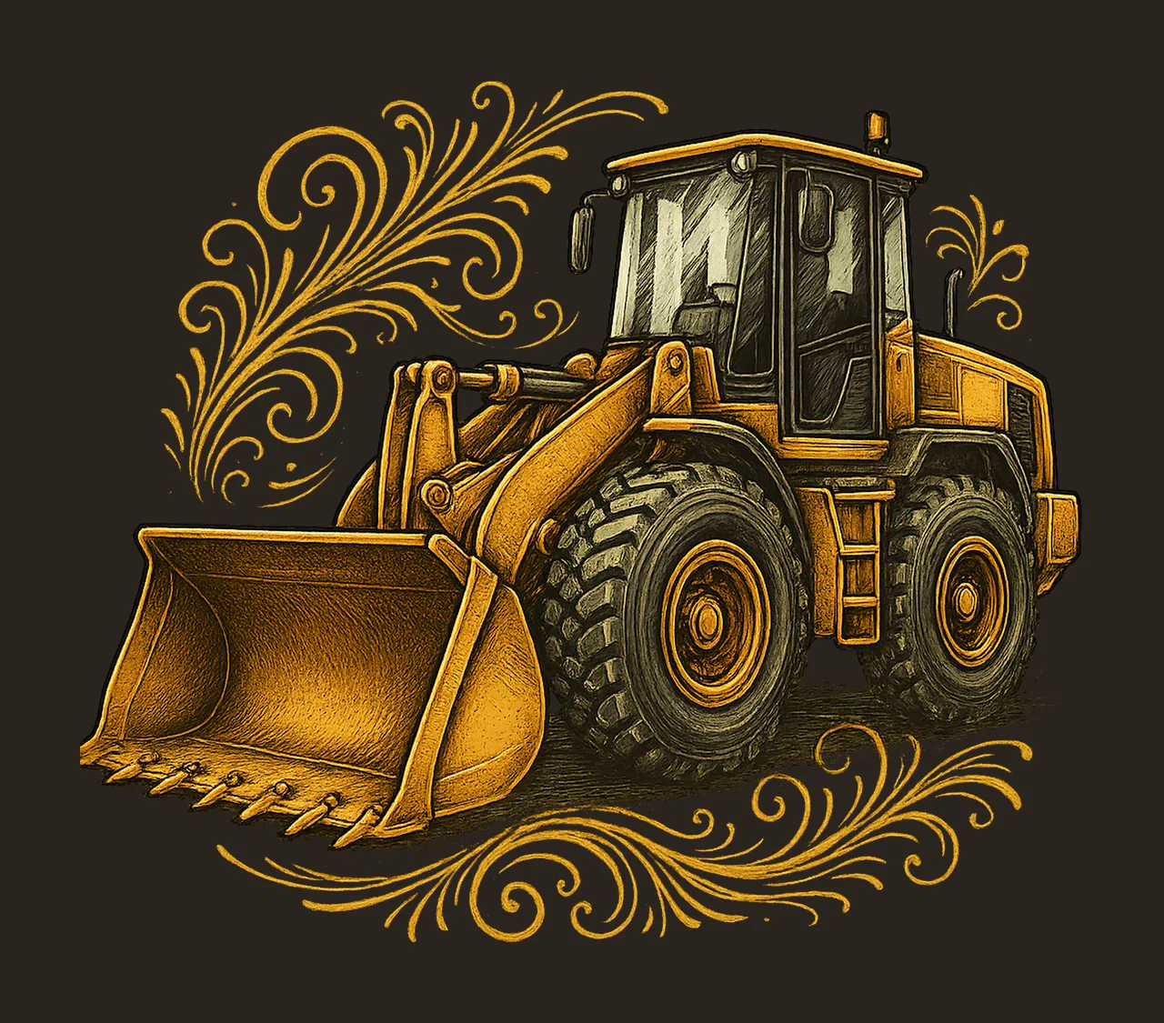 Bulldozer Sublimation Design Hand Drawn Construction Machine contrast preview thumbnail