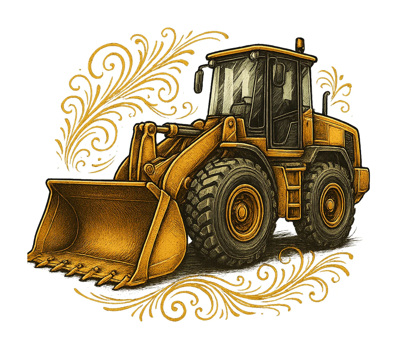 Bulldozer Sublimation Design Hand Drawn Construction Machine