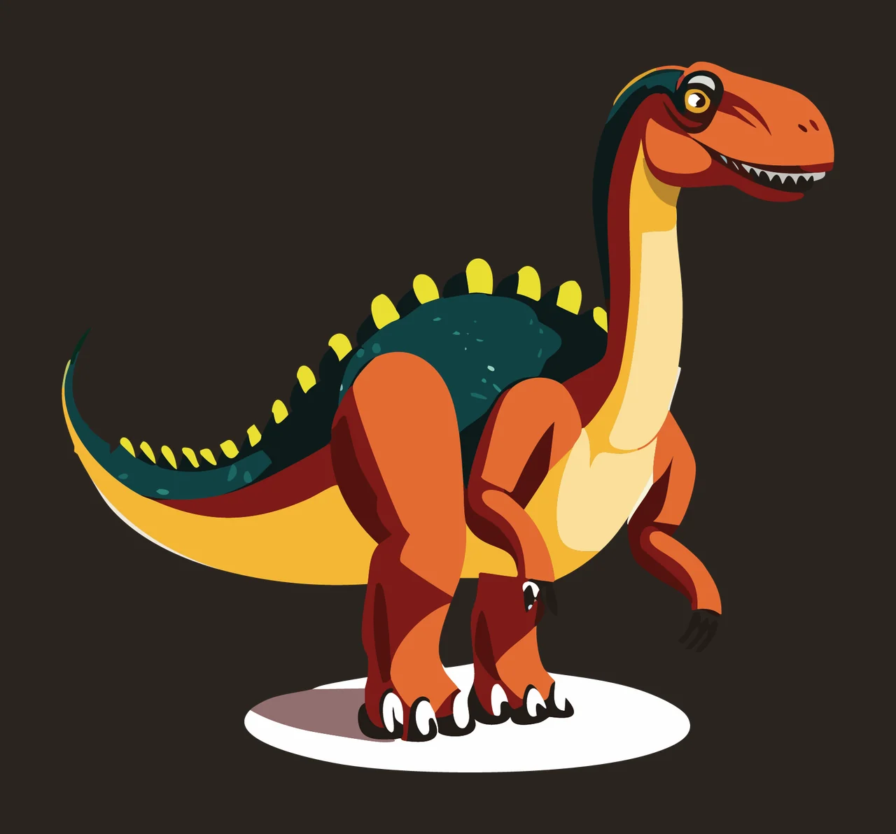 Dinosaur Standing On Round Base Silhouette black white prehistoric contrast preview thumbnail