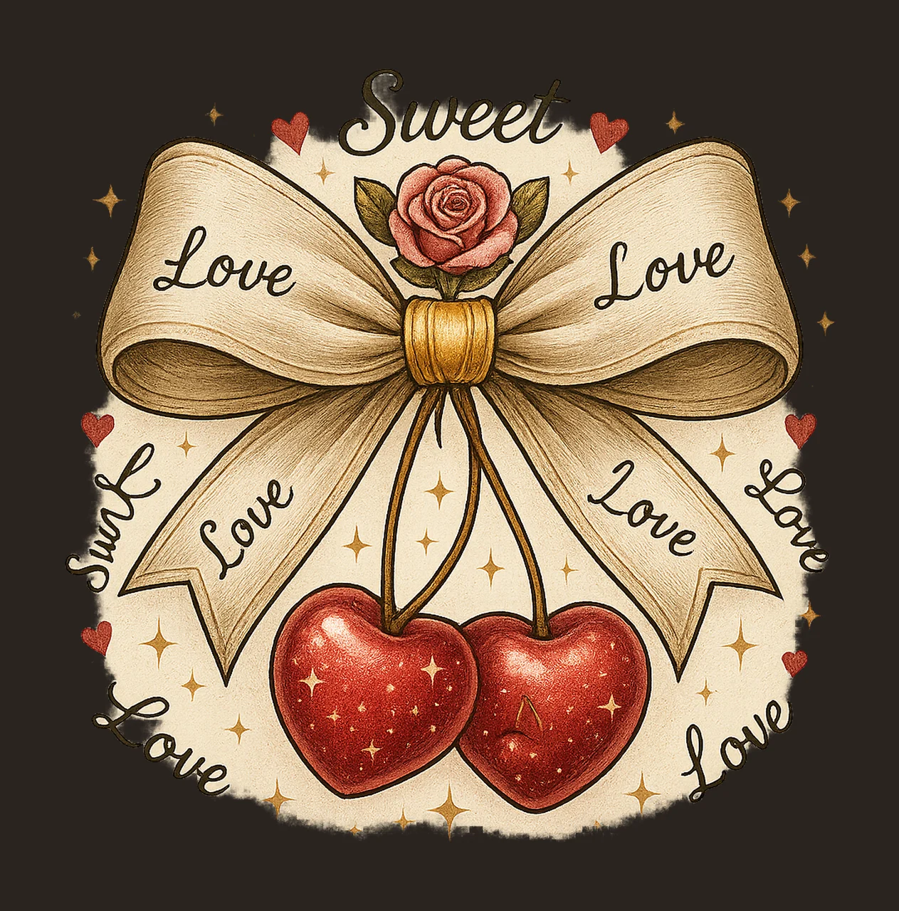Love You Cherry Much Valentines Day Shirt Design Coquette contrast preview thumbnail