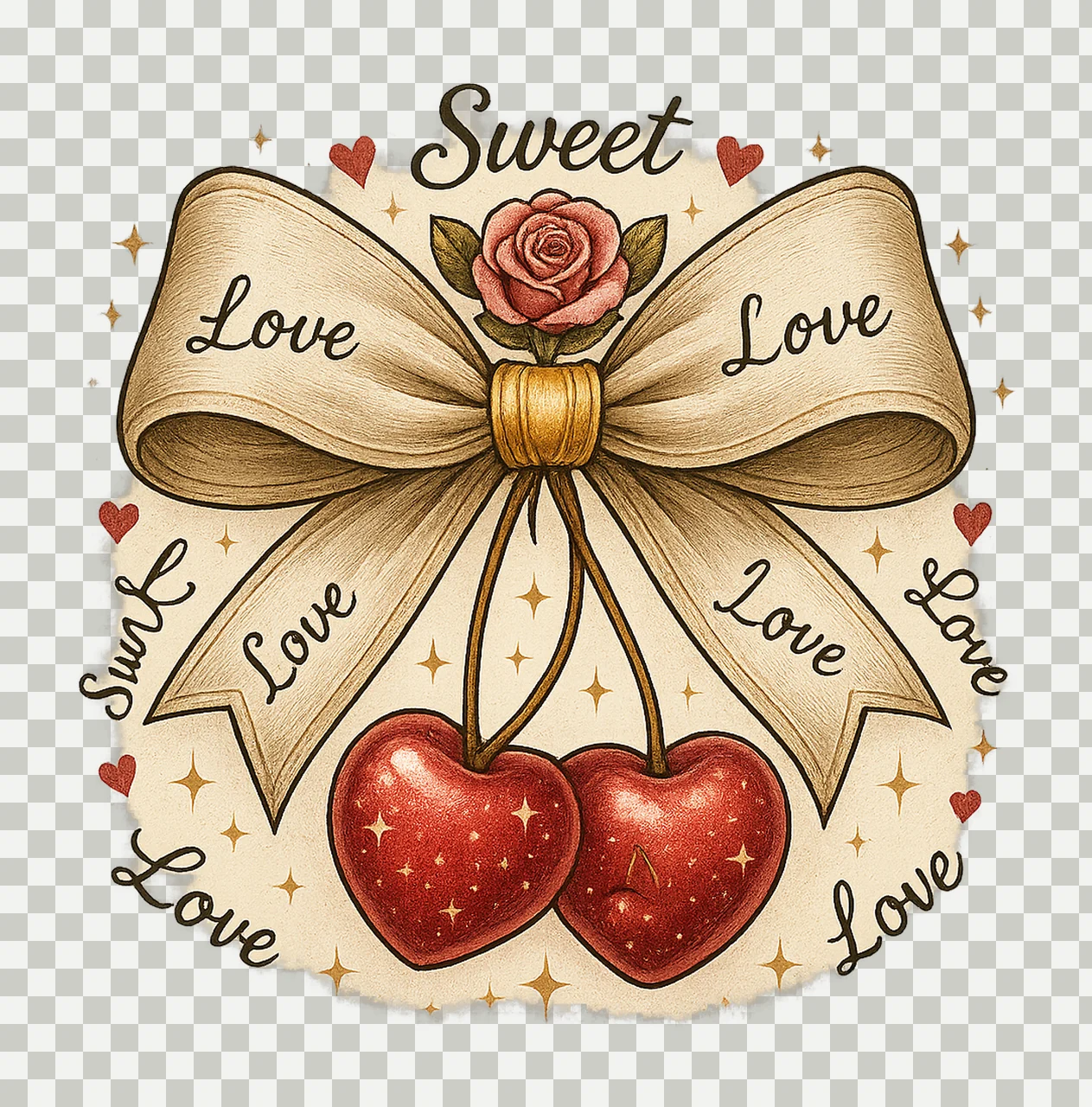 Love You Cherry Much Valentines Day Shirt Design Coquette transparency and detail preview thumbnail