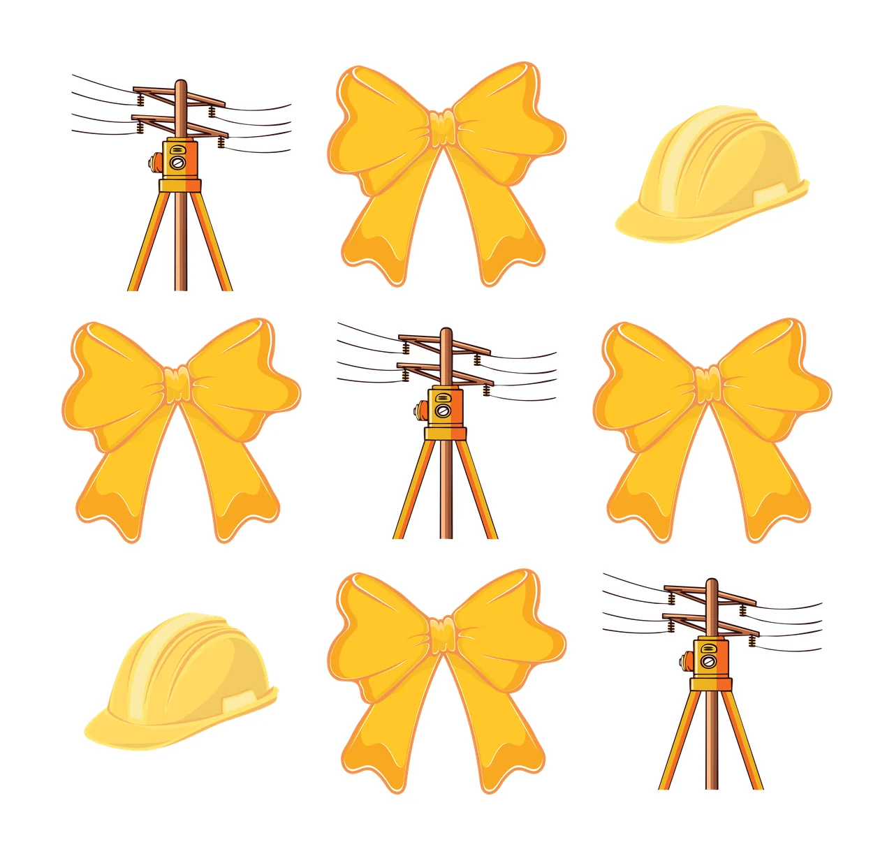 Bow Utility Pole Silhouette And Set poles patterned bows hard hats