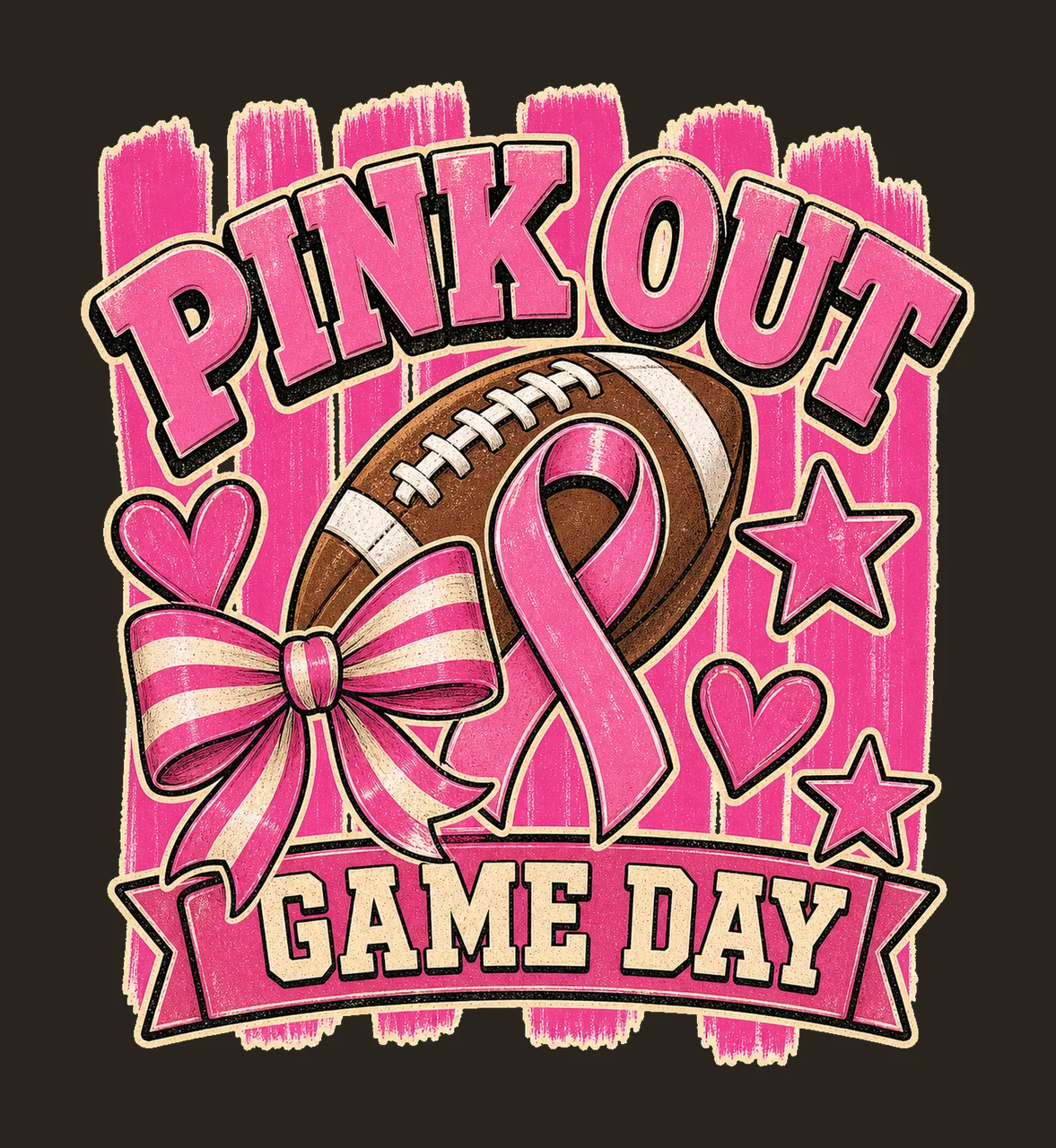 Pink Out Game Day Breast Cancer Football Design Variation A contrast preview thumbnail